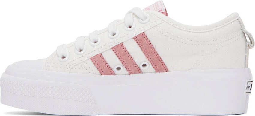 adidas Originals White & Pink Nizza Platform Sneakers