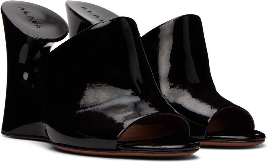 ALAÏA Black Calfskin Sculpture Heeled Sandals