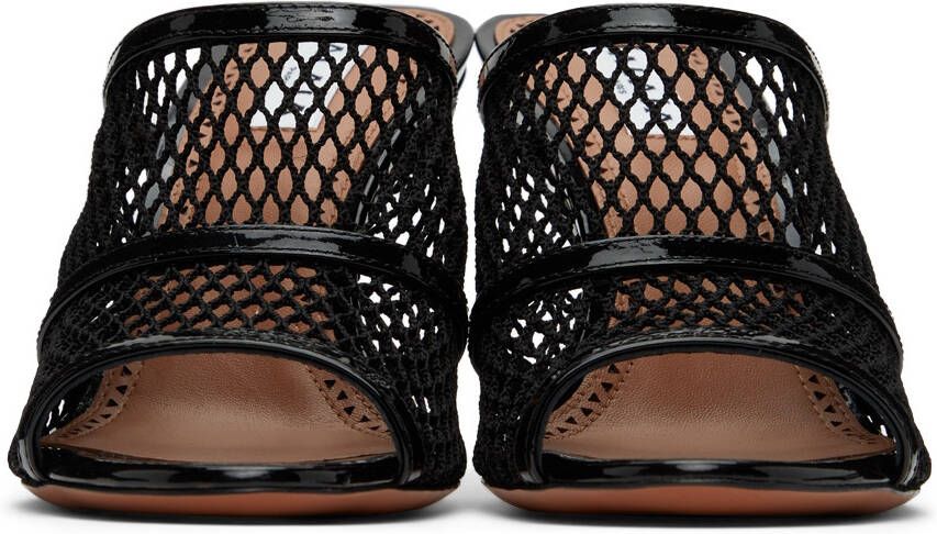 ALAÏA Black Fishnet Heeled Mule Sandals