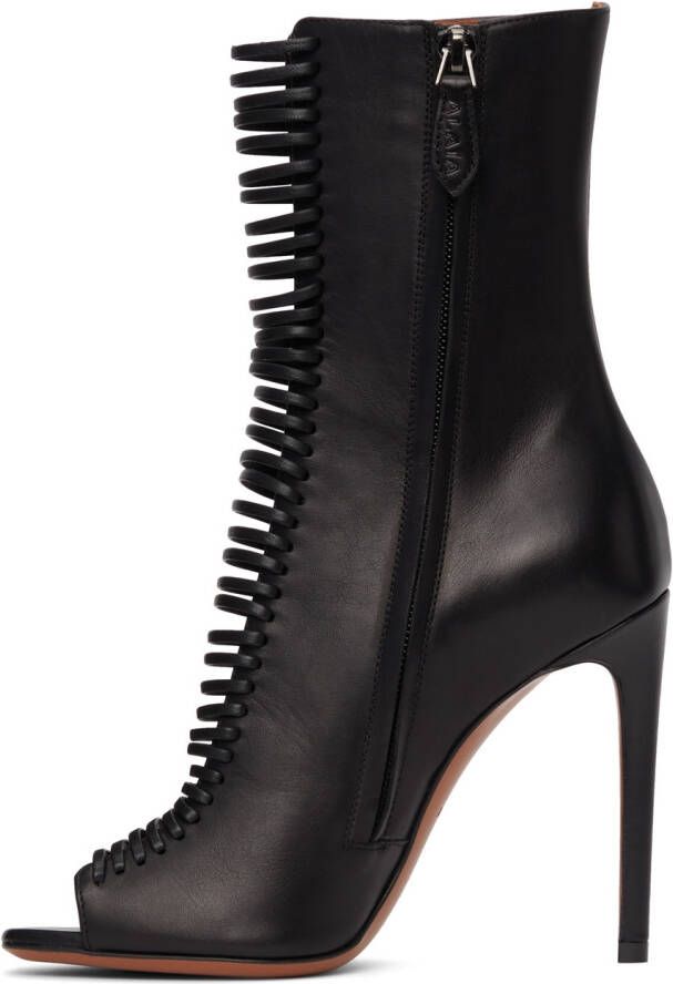 ALAÏA Black Leather Lace-Up Heels