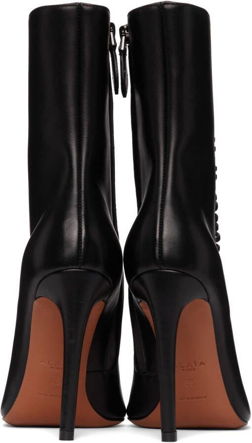 ALAÏA Black Leather Lace-Up Heels