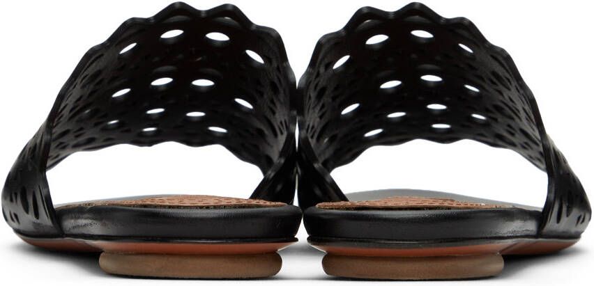 ALAÏA Black Vienne Leather Slides