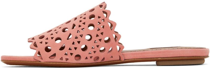 ALAÏA Pink Goatskin Mules