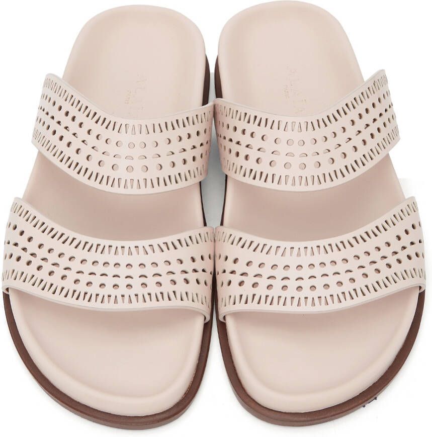 ALAÏA Pink Perforated Straps Sandals