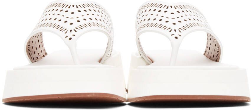 ALAÏA White Vienne Plastron Platform Sandals