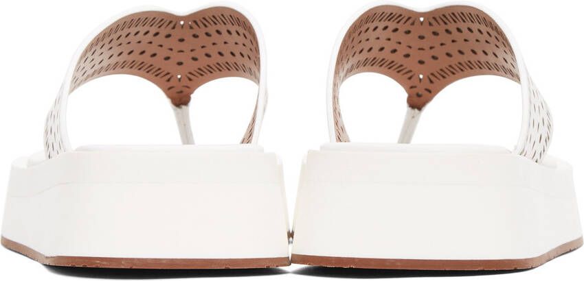 ALAÏA White Vienne Plastron Platform Sandals