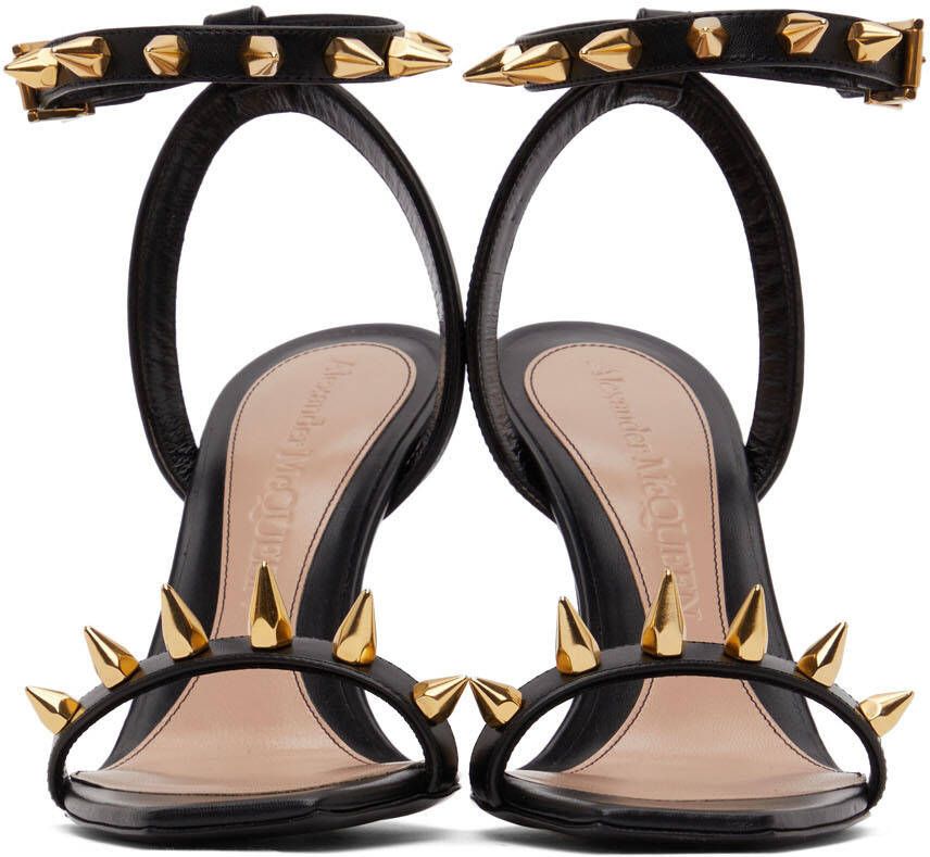 Alexander McQueen Black & Gold Studded Heeled Sandals