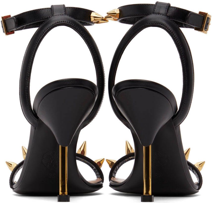 Alexander McQueen Black & Gold Studded Heeled Sandals