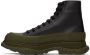 Alexander McQueen Black & Khaki Leather Tread Slick Sneakers - Thumbnail 3