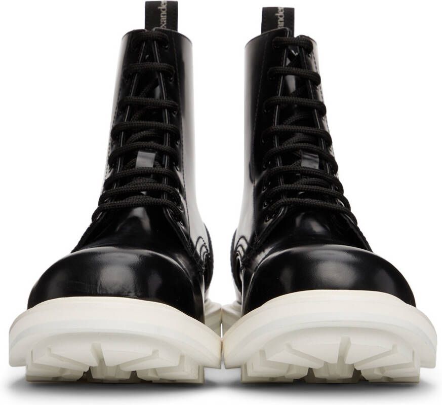 Alexander McQueen Black & Off-White Shiny Liquid Spazzol Boots