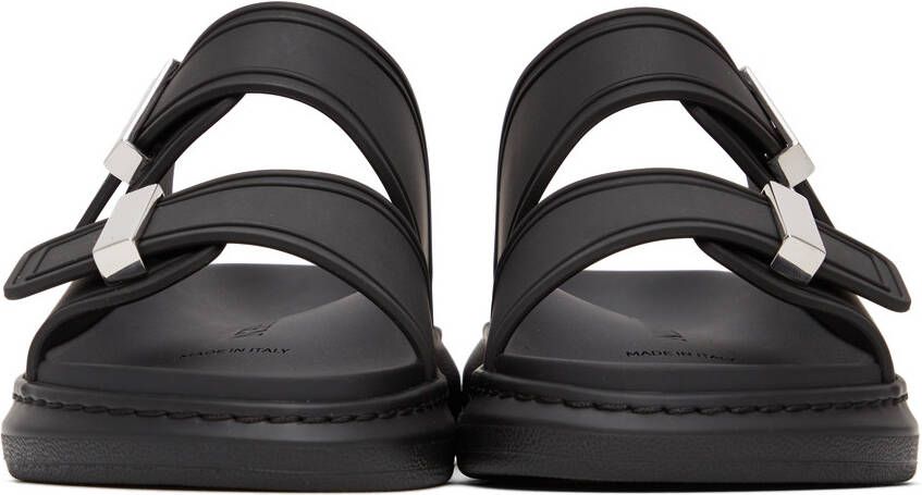 Alexander McQueen Black & Silver Rubber Hybrid Sandals
