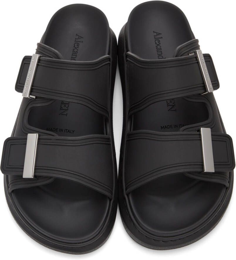 Alexander McQueen Black & Silver Rubber Hybrid Sandals
