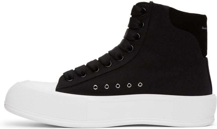 Alexander McQueen Black & White Deck Plimsoll High-Top Sneakers