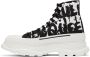 Alexander McQueen Black & White Graffiti Tread Slick Sneakers - Thumbnail 3