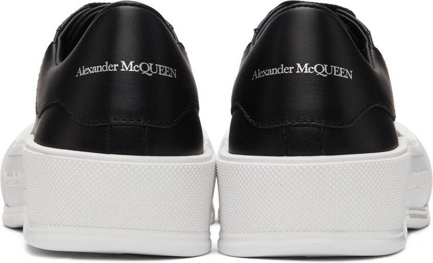 Alexander McQueen Black & White Leather Deck Plimsoll Sneakers