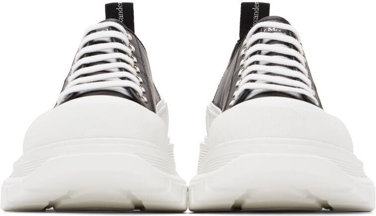 Alexander McQueen Black & White Leather Tread Slick Sneakers