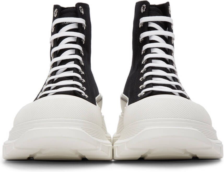 Alexander McQueen Black & White Tread Slick Hi Sneakers