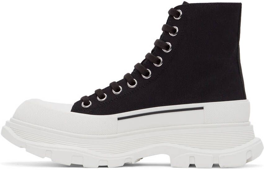 Alexander McQueen Black & White Tread Slick High Sneakers