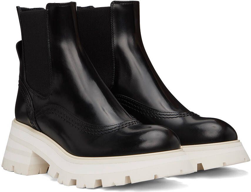 Alexander McQueen Black & White Wander Chelsea Boots