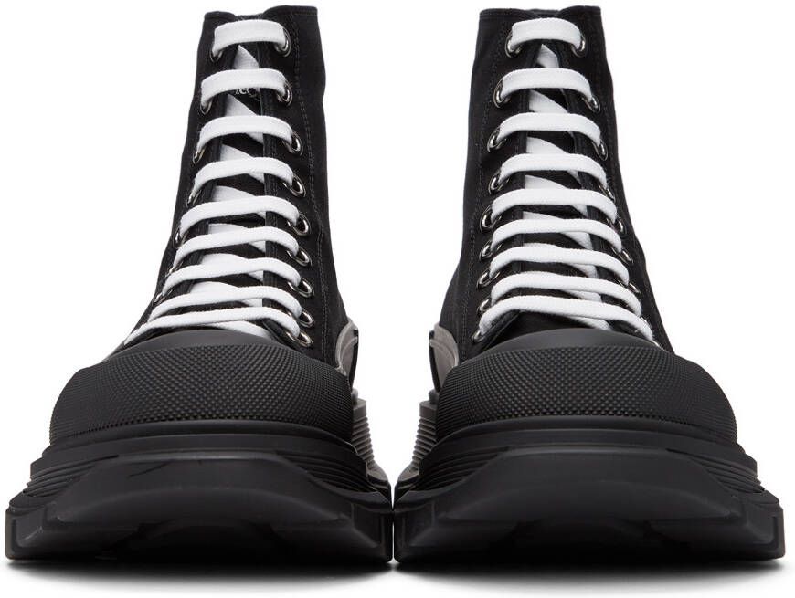 Alexander McQueen Black Canvas Tread Slick High Sneakers