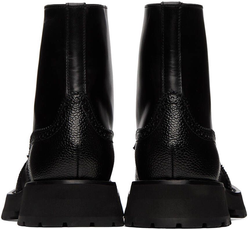 Alexander McQueen Black Leather Lace-Up Boots
