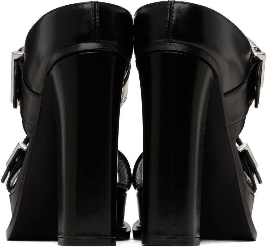 Alexander McQueen Black Platform Buckle Heeled Sandals