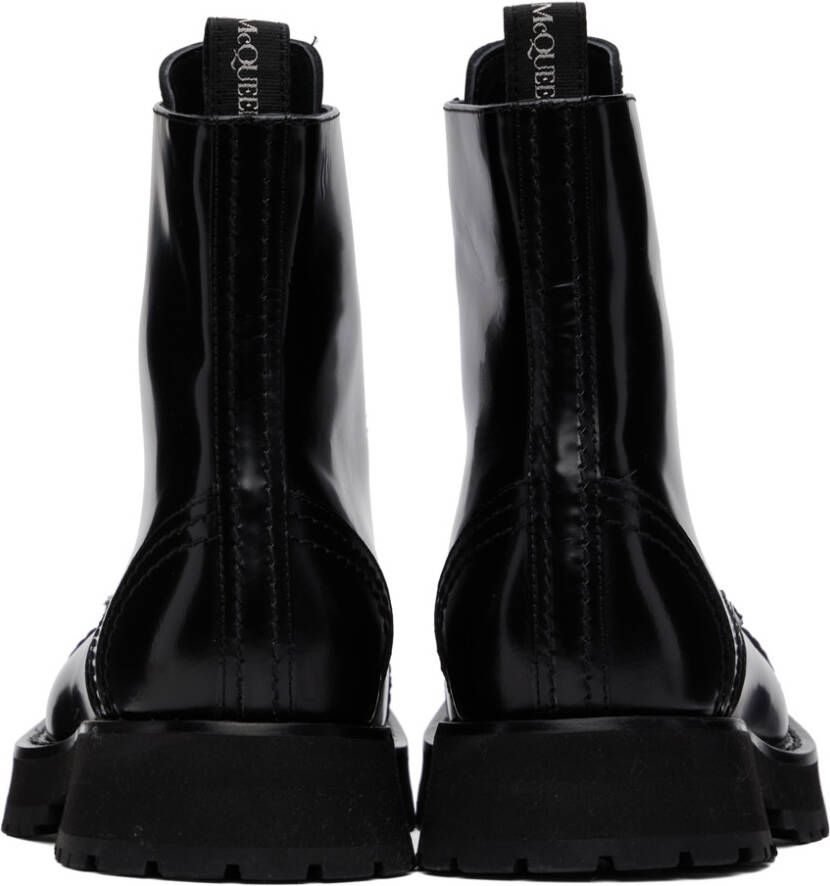Alexander McQueen Black Punk Stud Lace-Up Boots