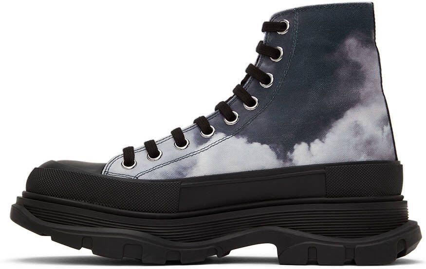 Alexander McQueen Black Sky Print Tread Slick Sneakers