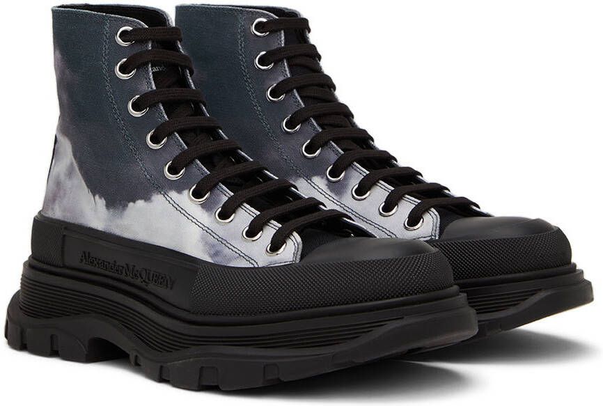 Alexander McQueen Black Sky Print Tread Slick Sneakers