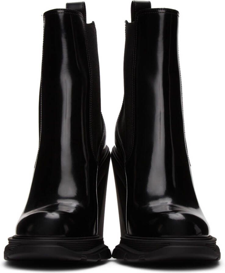 Alexander McQueen Black Tread Heeled Chelsea Boots