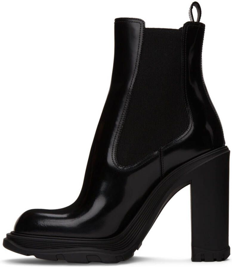 Alexander McQueen Black Tread Heeled Chelsea Boots