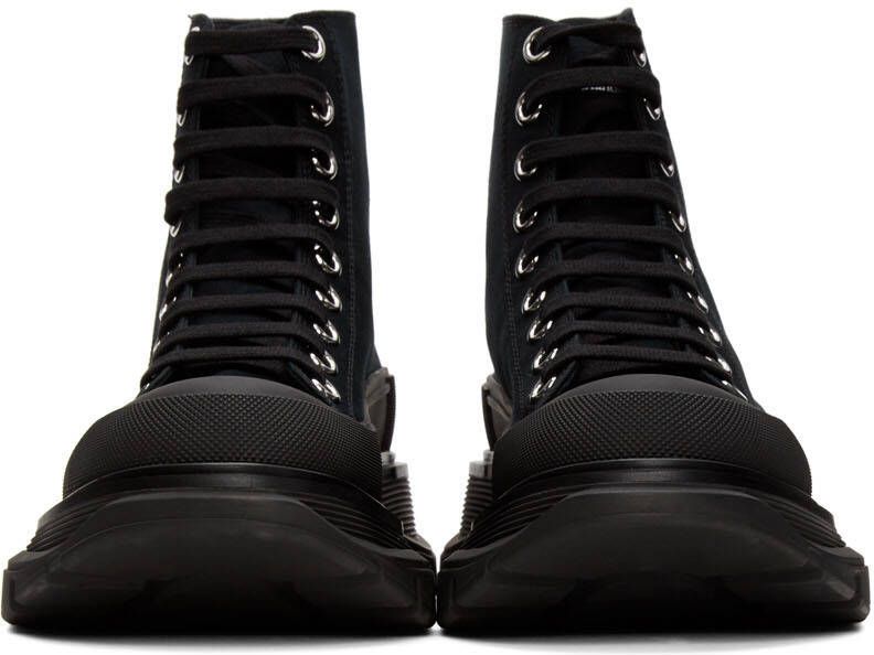 Alexander McQueen Black Tread Slick Platform High Sneakers