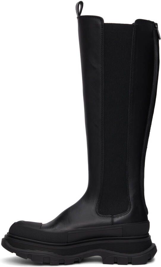 Alexander McQueen Black Tread Slick Tall Boots