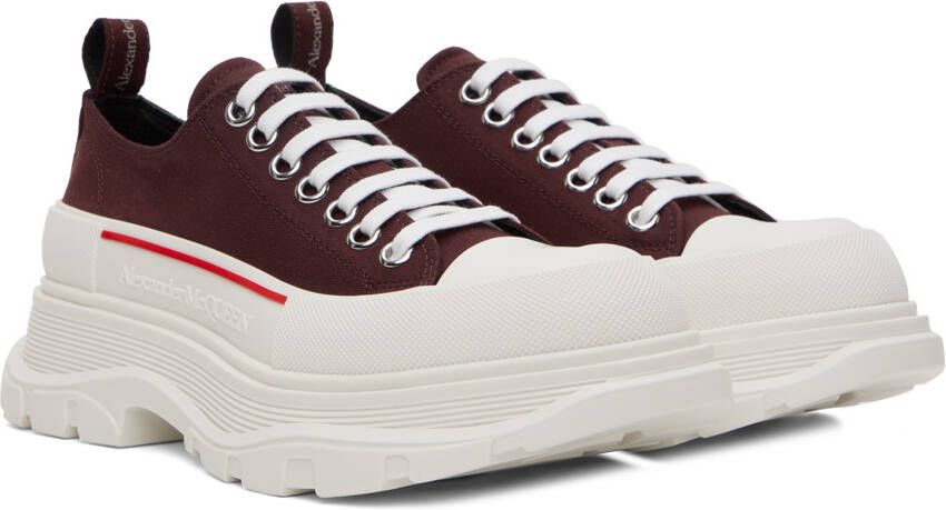 Alexander McQueen Burgundy Tread Slick Low Sneakers