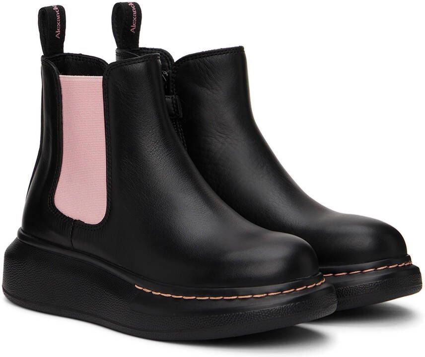 Alexander McQueen Kids Black & Pink Hybrid Chelsea Boots