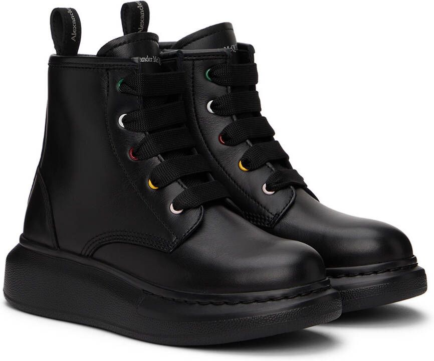 Alexander McQueen Kids Black Lace-Up Boots