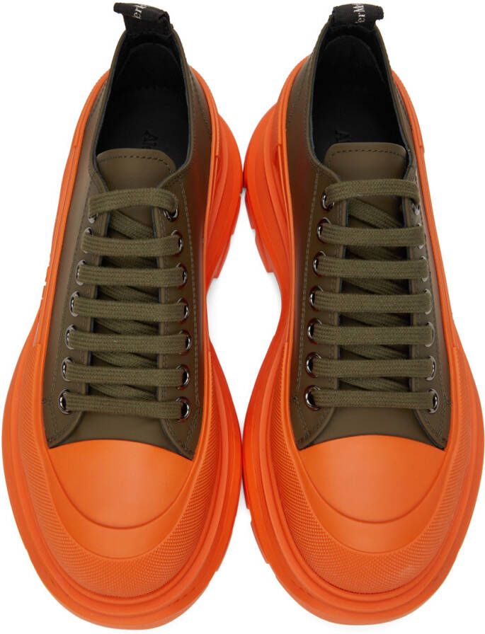 Alexander McQueen SSENSE Exclusive Green & Orange Tread Slick Low Sneakers