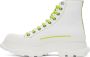 Alexander McQueen White & Green Tread Slick High Sneakers - Thumbnail 3