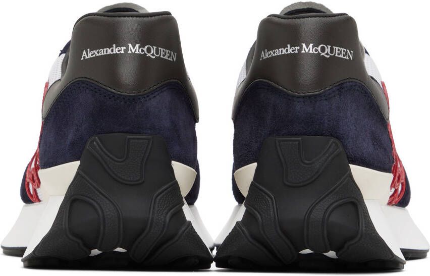 Alexander McQueen White & Navy Sprint Runner Sneakers