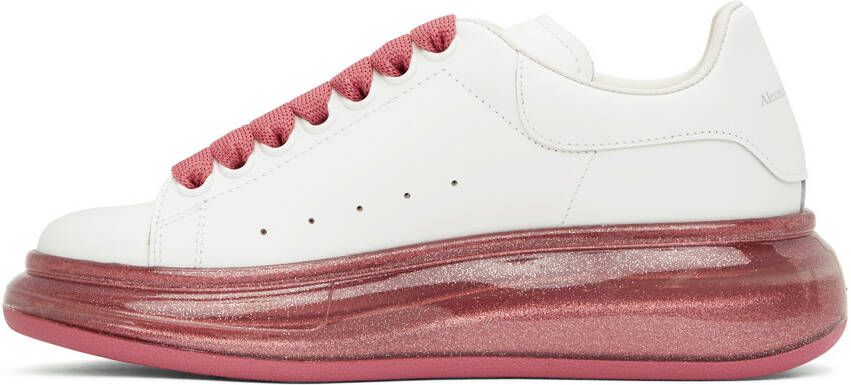 Alexander McQueen White & Pink Glitter Oversized Sneakers