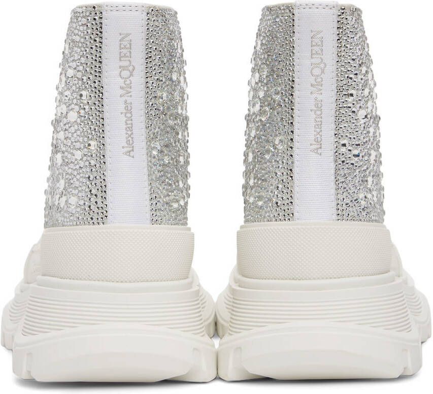 Alexander McQueen White Glitter Tread Slick Sneakers