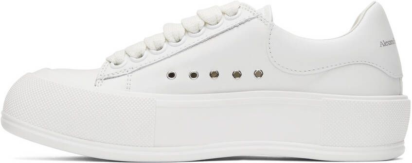 Alexander McQueen White Leather Deck Plimsoll Sneakers