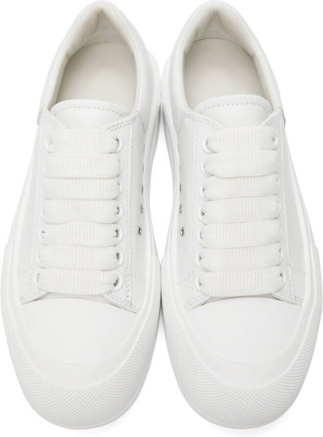 Alexander McQueen White Leather Deck Plimsoll Sneakers