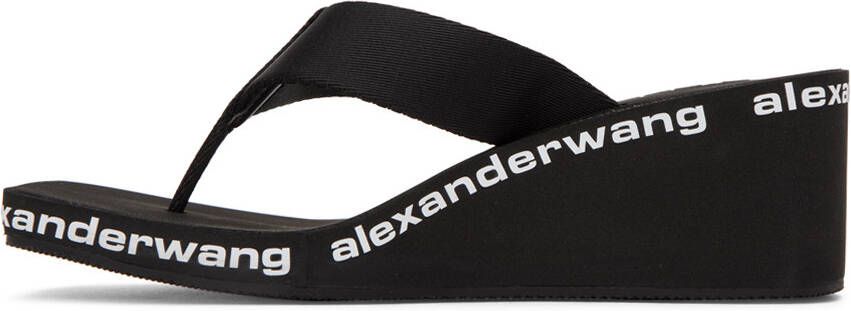 Alexander Wang Black AW Wedge Flip Flop Sandals