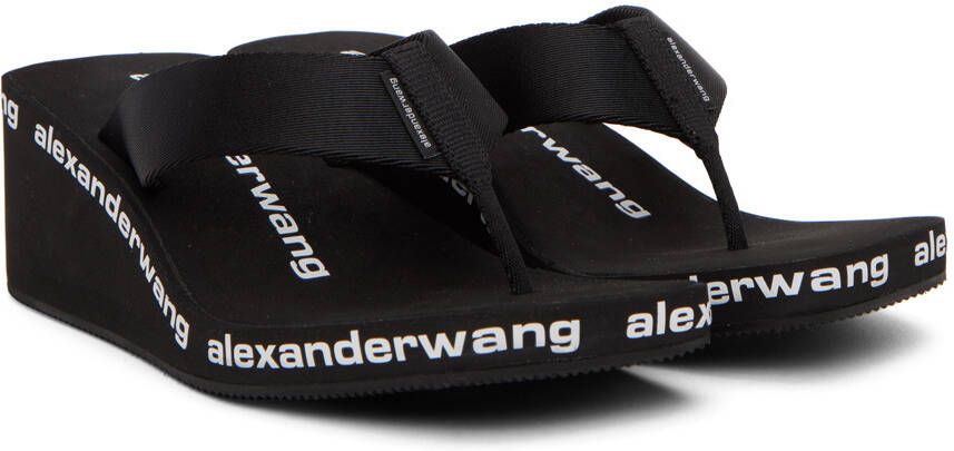 Alexander Wang Black AW Wedge Flip Flop Sandals