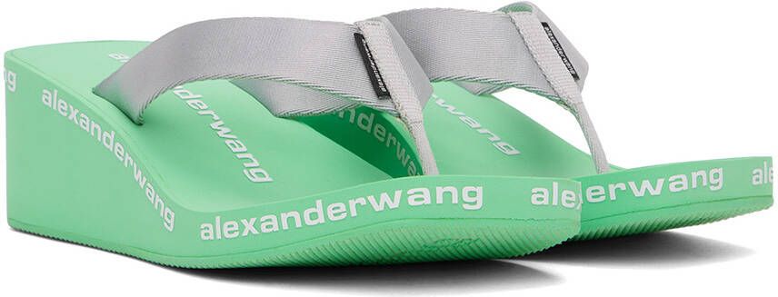 Alexander Wang Green AW Wedge Flip Flop Sandals