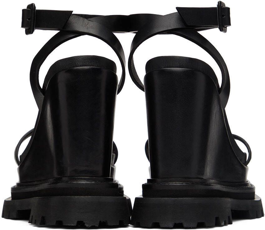AMI Alexandre Mattiussi Black Wedge Sandals