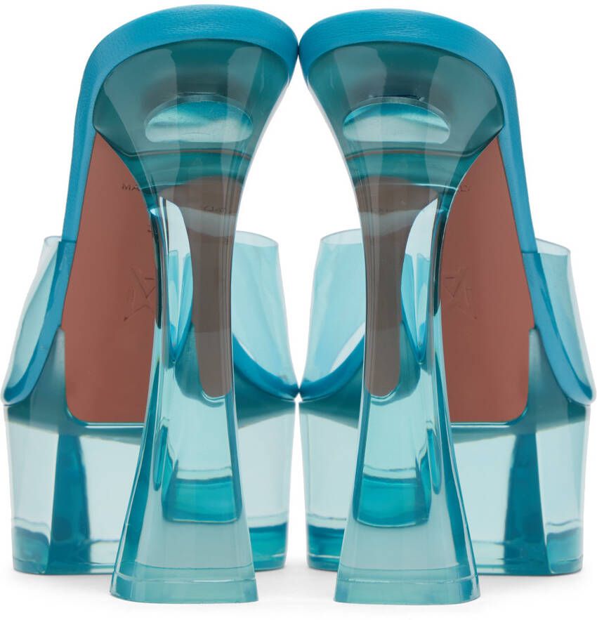 Amina Muaddi Blue Dalida Glass Plateau Heeled Sandals
