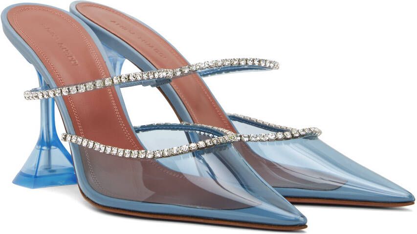 Amina Muaddi Blue Gilda Glass Heels