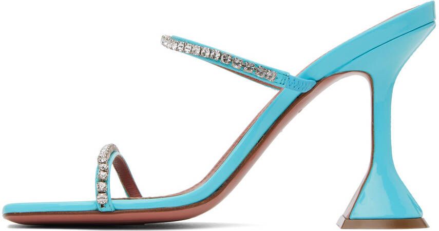 Amina Muaddi Blue Gilda Slipper 95 Heeled Sandals